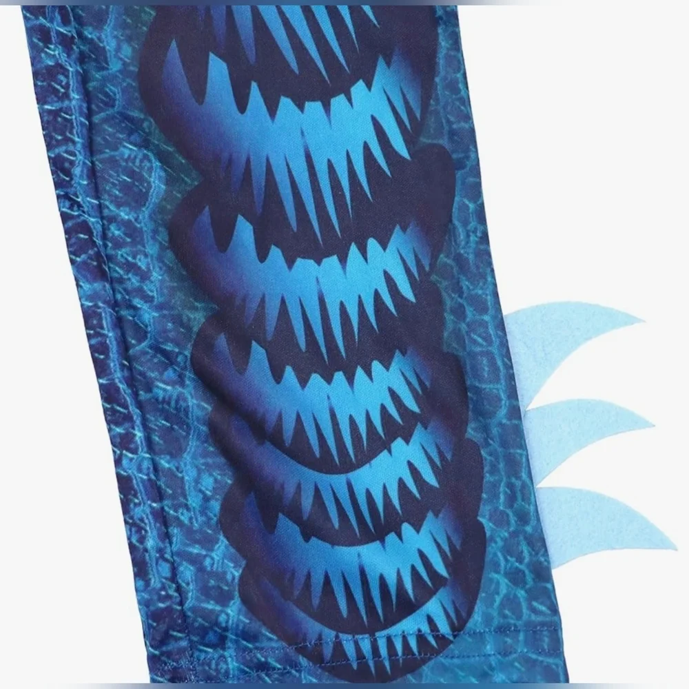 New Kali Blue Dragon Costume Jumpsuit with Wings and Mask